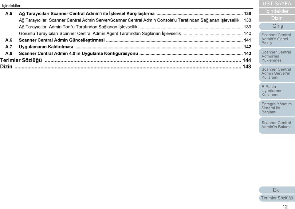 . 138 Ağ Tarayıcıları Admin Tool'u Tarafından Sağlanan İşlevsellik.