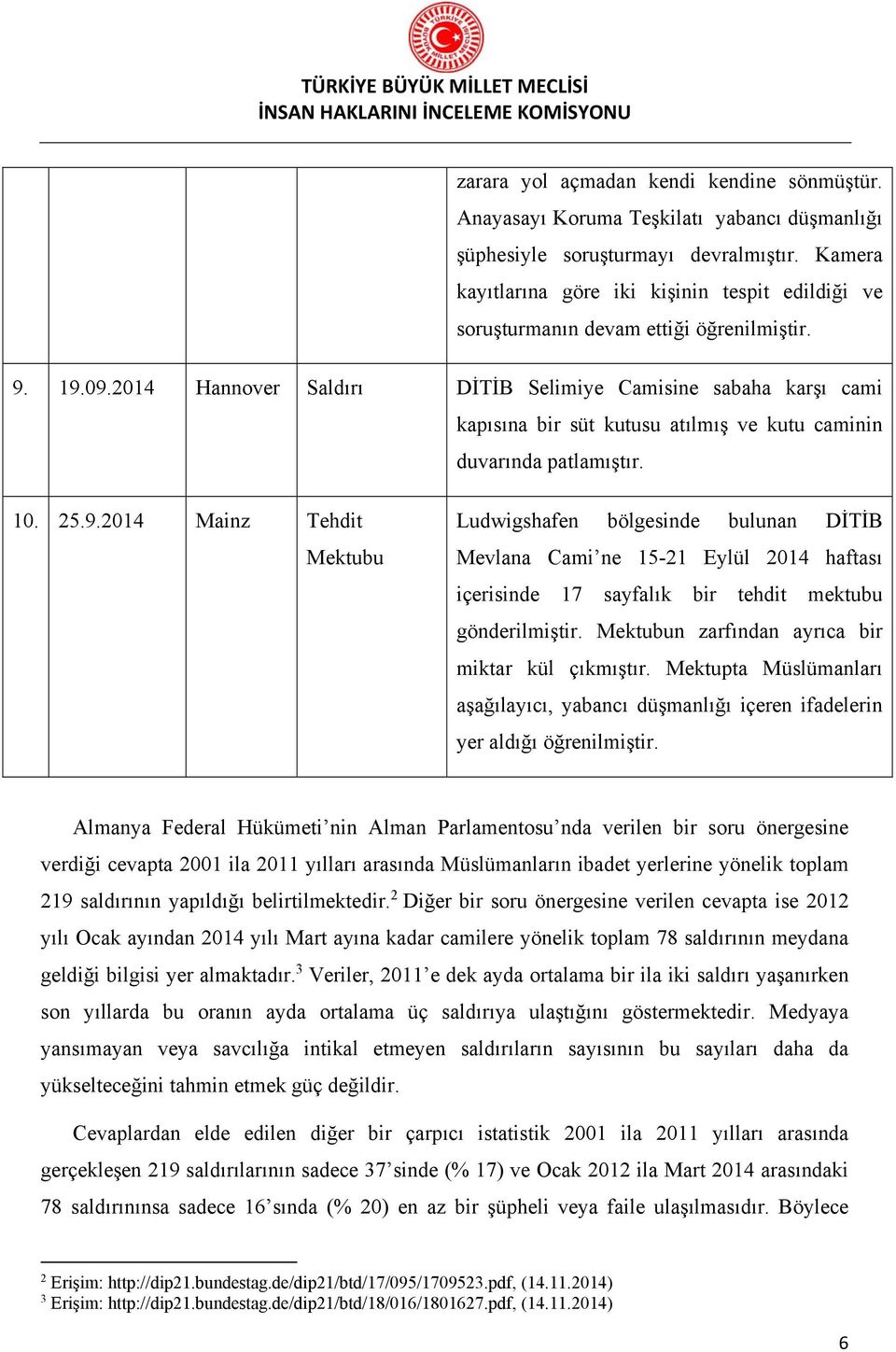 2014 Hannover Saldırı DİTİB Selimiye Camisine sabaha karşı cami kapısına bir süt kutusu atılmış ve kutu caminin duvarında patlamıştır. 10. 25.9.