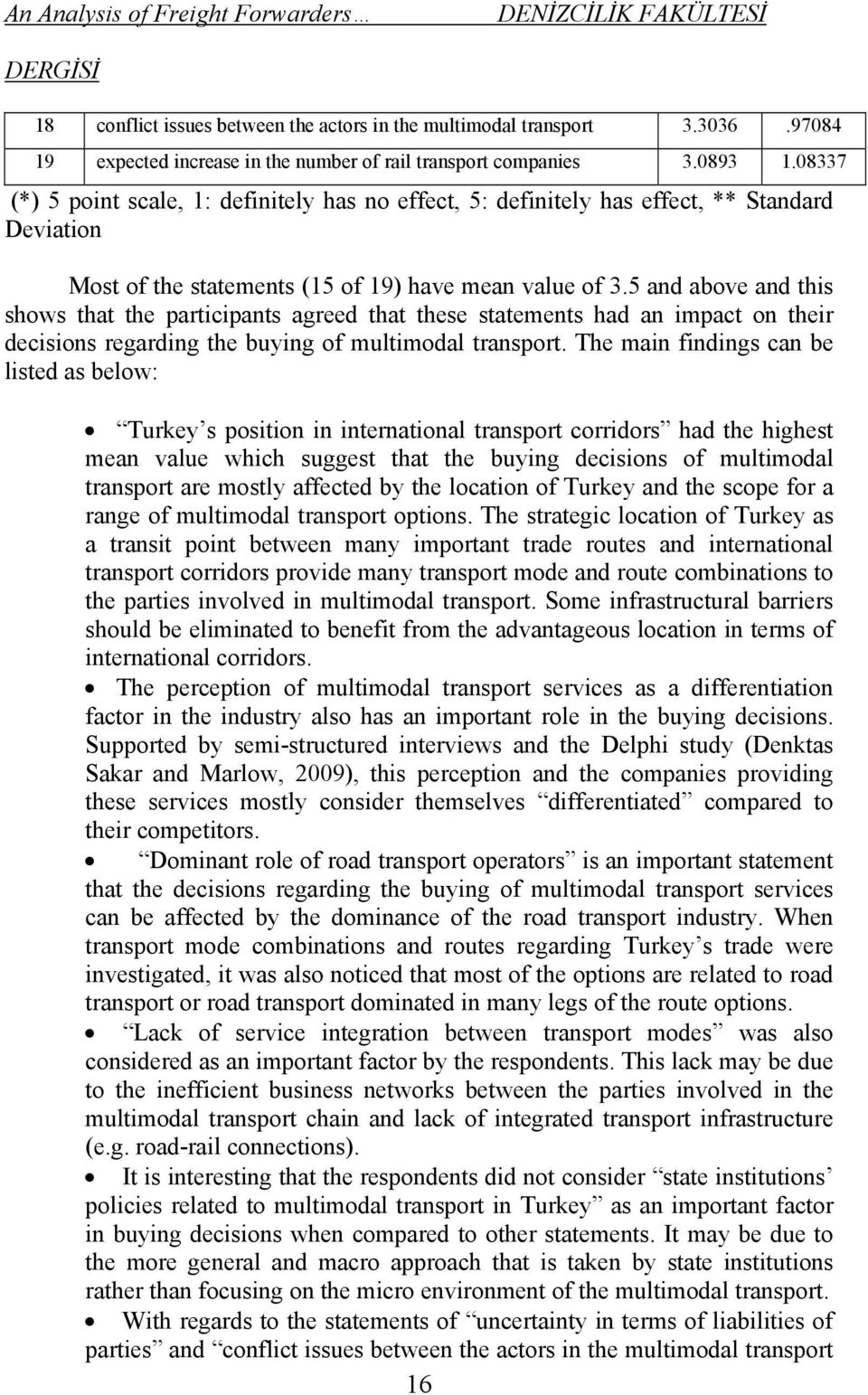 08337 (*) 5 point scale, 1: definitely has no effect, 5: definitely has effect, ** Standard Deviation Most of the statements (15 of 19) have mean value of 3.