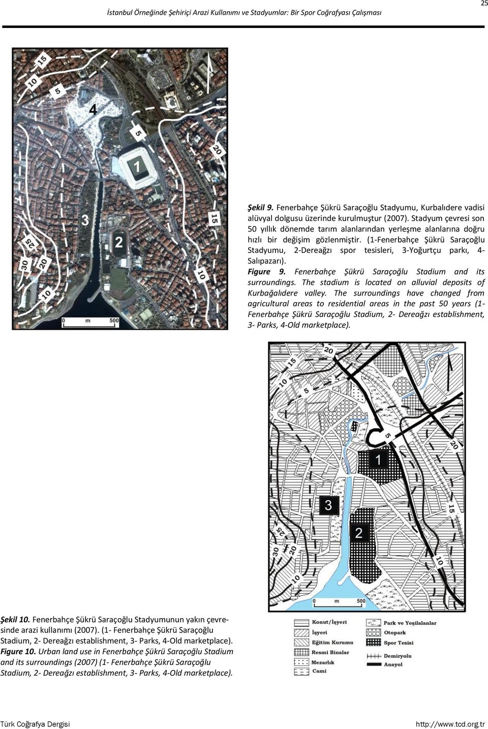 Stadyum çevresi son 50 yıllık dönemde tarım alanlarından yerleşme alanlarına doğru hızlı bir değişim gözlenmiştir.