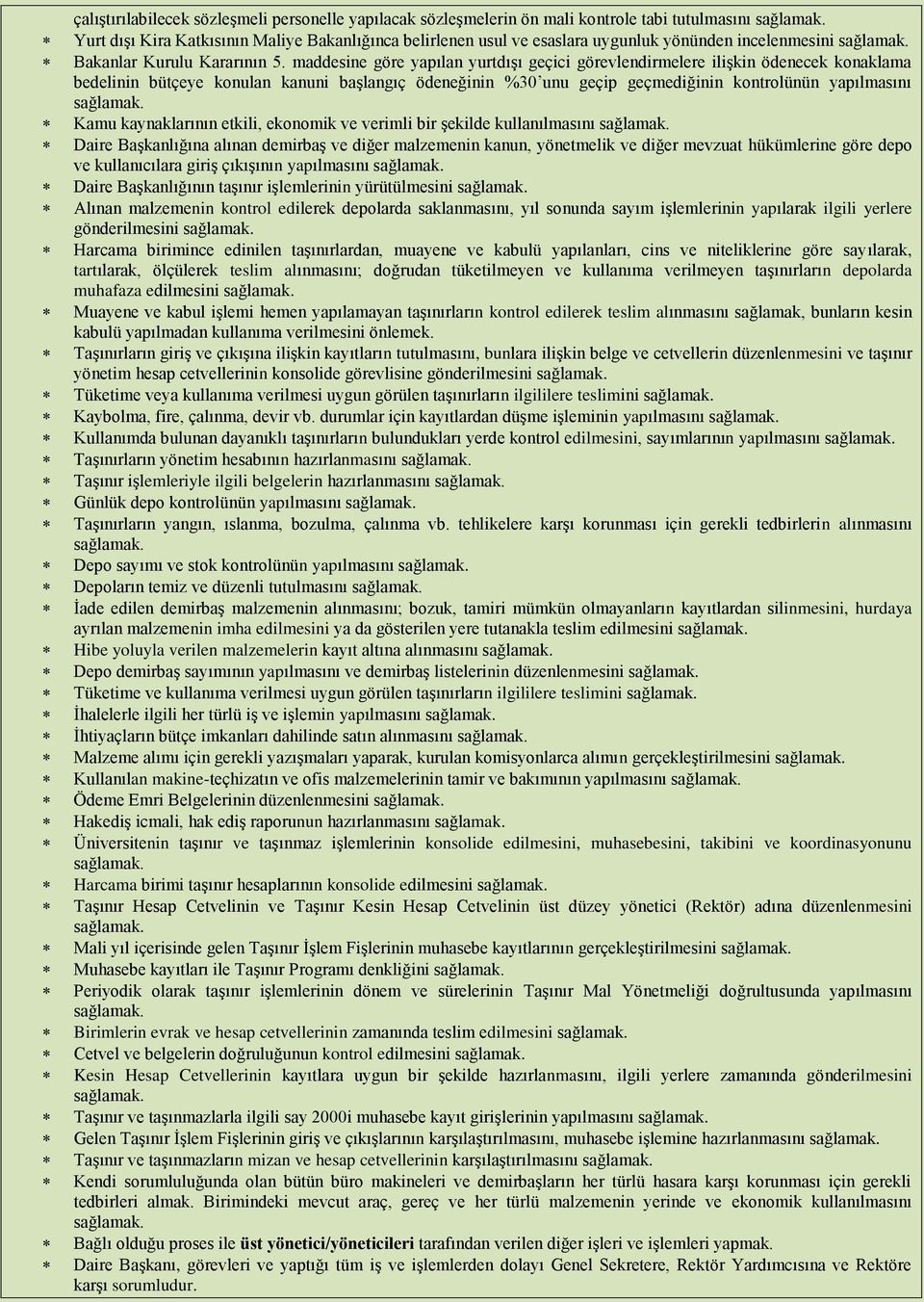 maddesine göre yapılan yurtdışı geçici görevlendirmelere ilişkin ödenecek konaklama bedelinin bütçeye konulan kanuni başlangıç ödeneğinin %30 unu geçip geçmediğinin kontrolünün yapılmasını Kamu