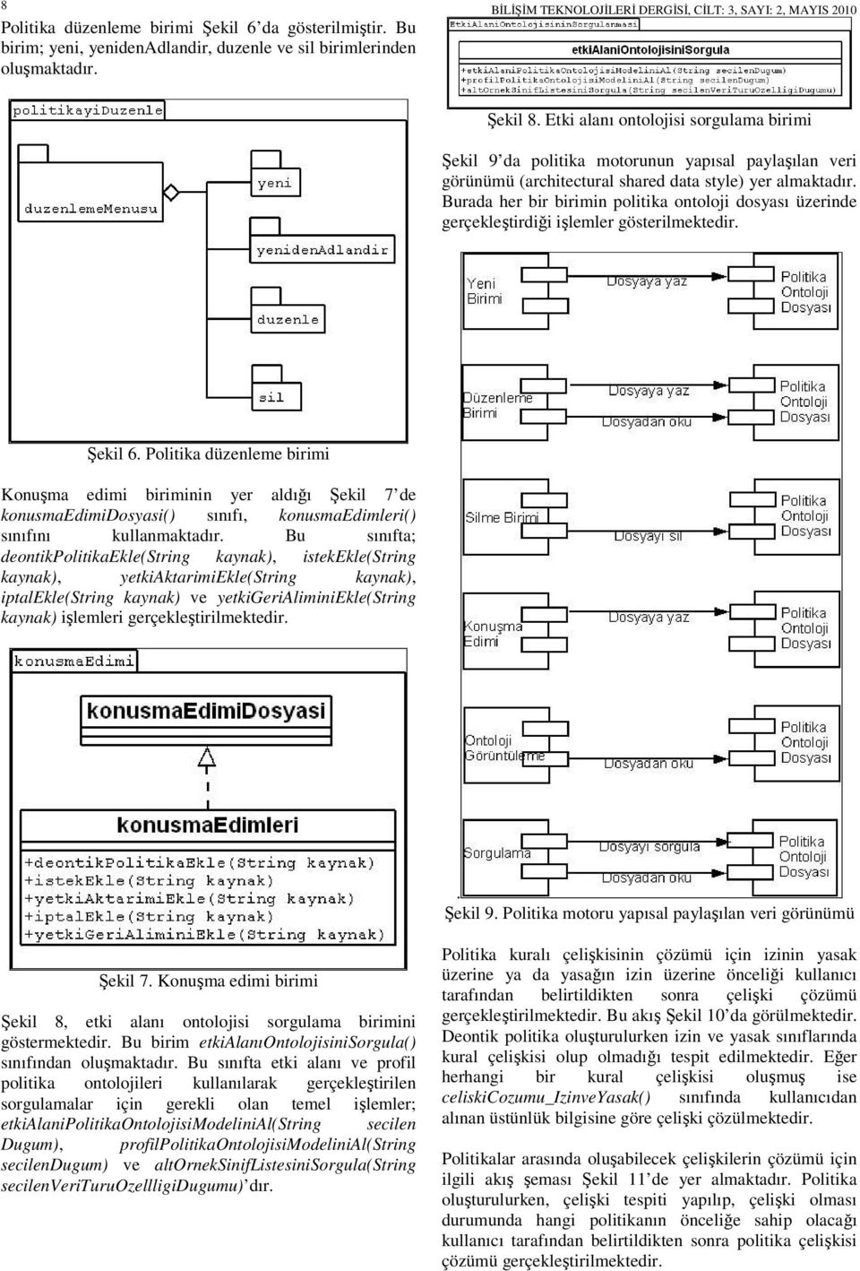 Burada her bir birimin politika ontoloji dosyası üzerinde gerçekleştirdiği işlemler gösterilmektedir. Şekil 6.