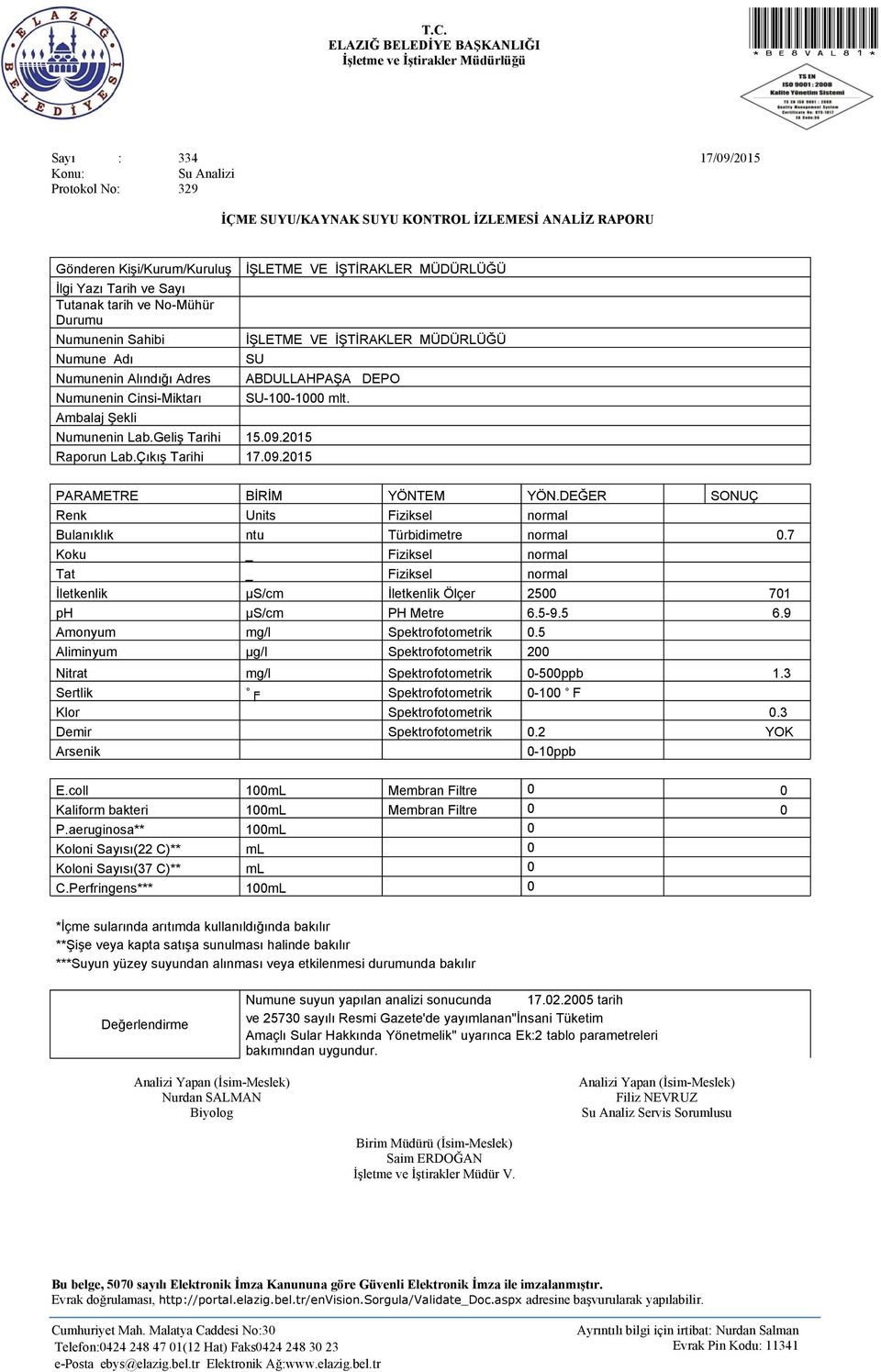 7 İletkenlik µs/cm İletkenlik Ölçer 2500 701 ph µs/cm PH Metre 6.5-9.5 6.