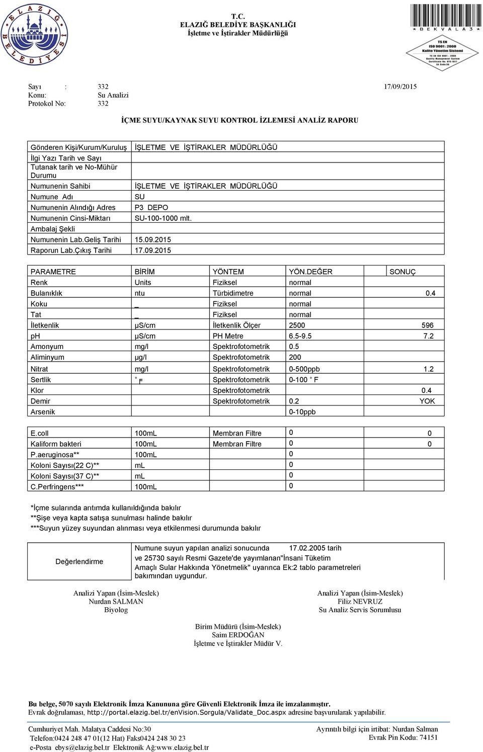 4 İletkenlik µs/cm İletkenlik Ölçer 2500 596 ph µs/cm PH Metre 6.5-9.5 7.