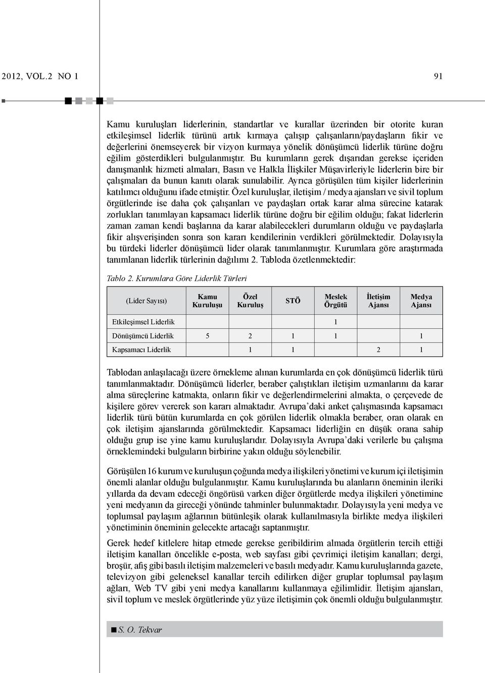 önemseyerek bir vizyon kurmaya yönelik dönüşümcü liderlik türüne doğru eğilim gösterdikleri bulgulanmıştır.