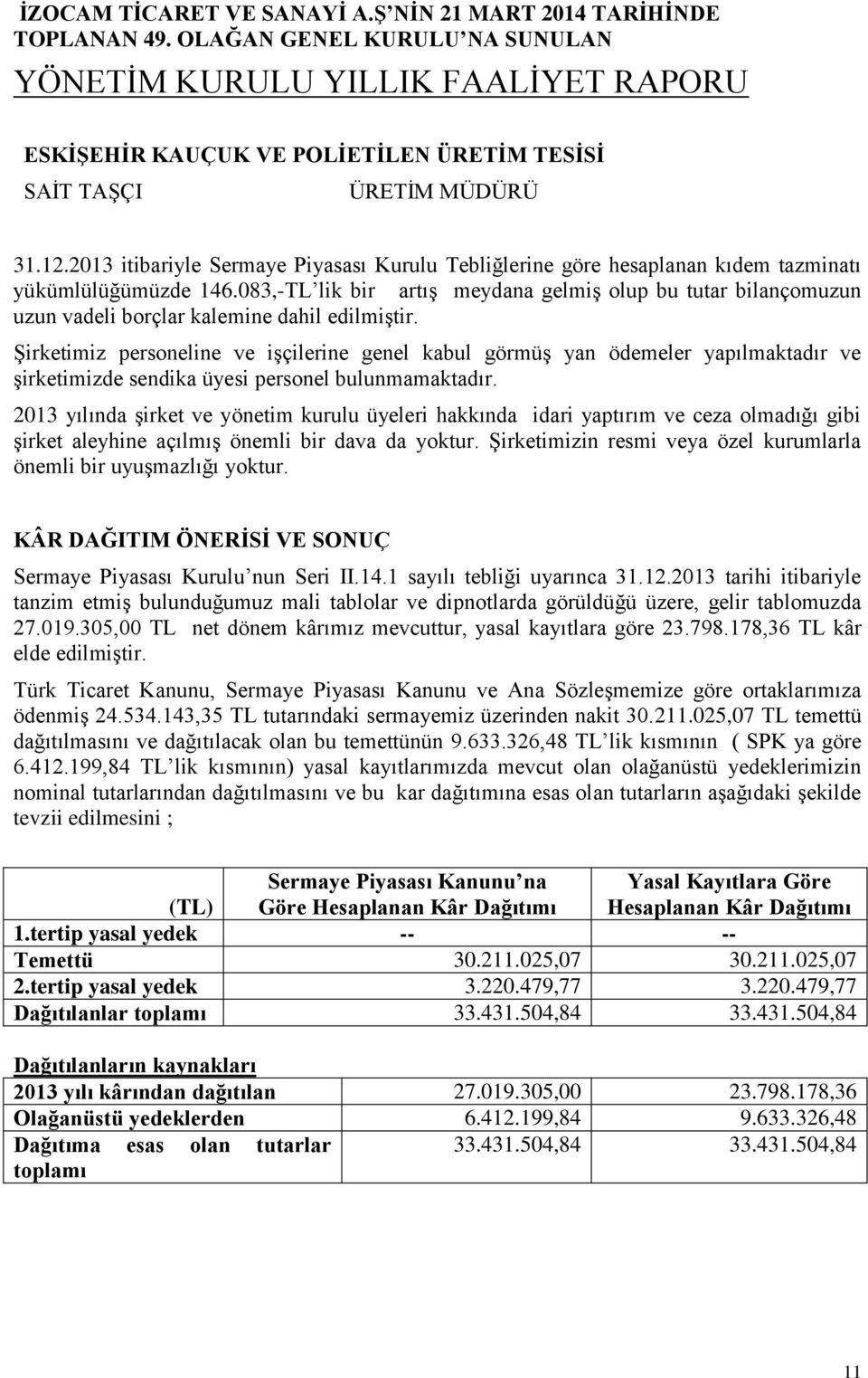 Şirketimiz personeline ve işçilerine genel kabul görmüş yan ödemeler yapılmaktadır ve şirketimizde sendika üyesi personel bulunmamaktadır.