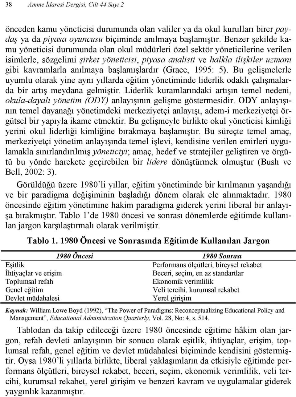 anılmaya başlamışlardır (Grace, 1995: 5). Bu gelişmelerle uyumlu olarak yine aynı yıllarda eğitim yönetiminde liderlik odaklı çalışmalarda bir artış meydana gelmiştir.