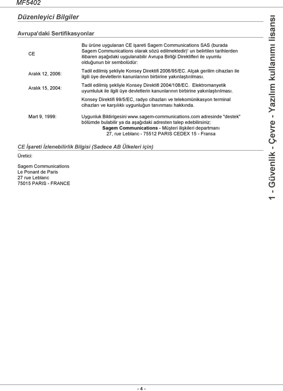 aşağıdaki uygulanabilir Avrupa Birliği Direktifleri ile uyumlu olduğunun bir sembolüdür: Tadil edilmiş şekliyle Konsey Direktifi 2006/95/EC.