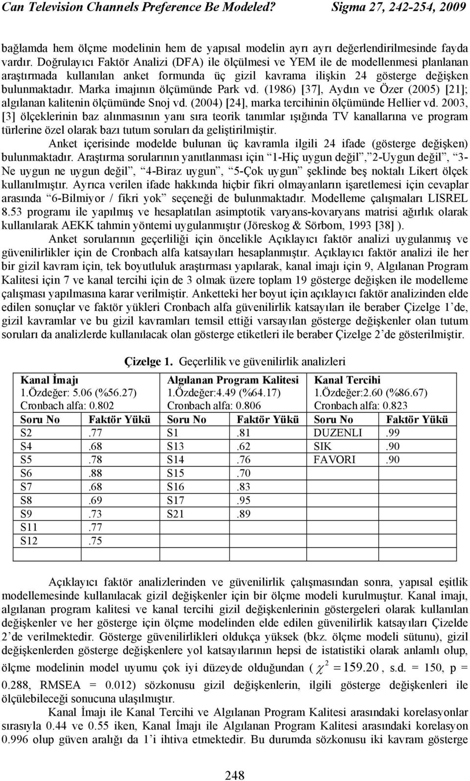 Marka imajının ölçümünde Park vd. (1986) [37], Aydın ve Özer (2005) [21]; algılanan kalitenin ölçümünde Snoj vd. (2004) [24], marka tercihinin ölçümünde Hellier vd.