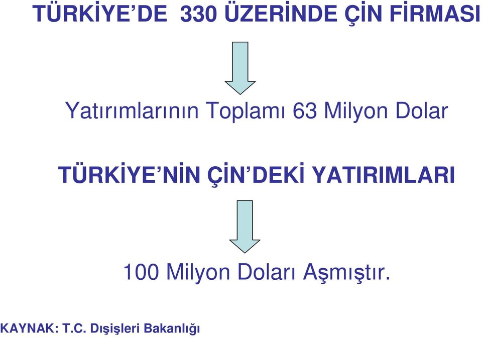 TÜRKİYE NİN ÇİN DEKİ YATIRIMLARI 100