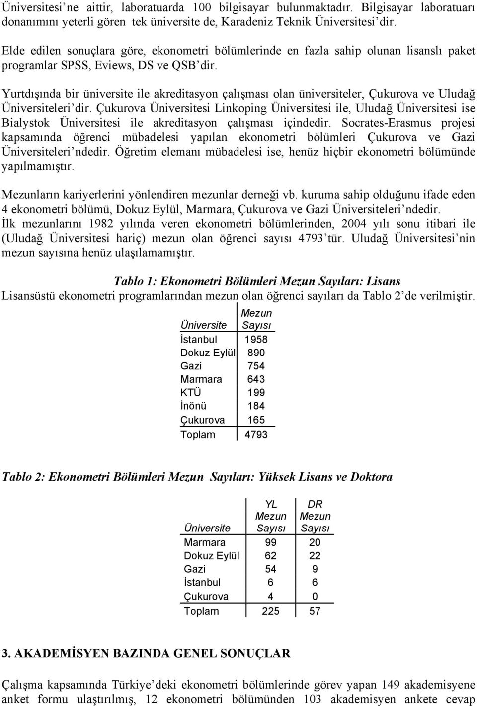 Yurtdışında bir üniversite ile akreditasyon çalışması olan üniversiteler, Çukurova ve Uludağ Üniversiteleri dir.