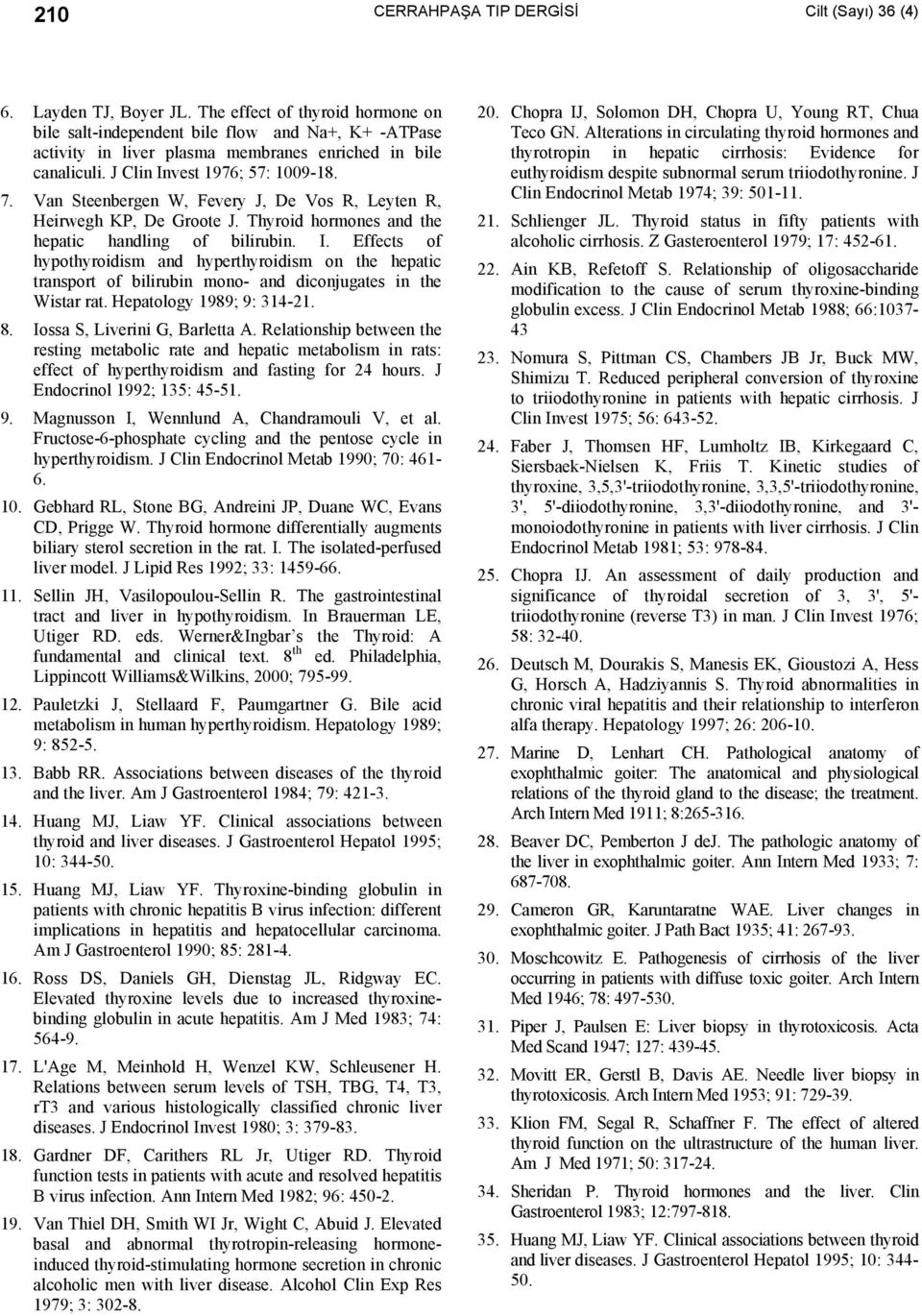 Hepatology 1989; 9: 314-21. 8. Iossa S, Liverini G, Barletta A. Relationship between the resting metabolic rate and hepatic metabolism in rats: effect of hyperthyroidism and fasting for 24 hours.