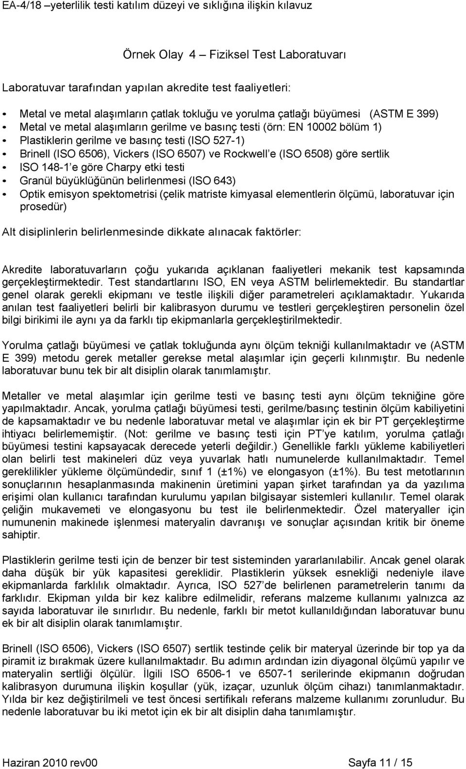 göre Charpy etki testi Granül büyüklüğünün belirlenmesi (ISO 643) Optik emisyon spektometrisi (çelik matriste kimyasal elementlerin ölçümü, laboratuvar için prosedür) Alt disiplinlerin