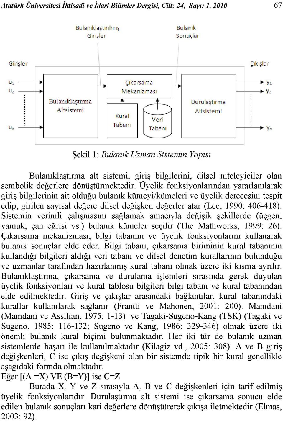 Üyelik fonksiyonlarından yararlanılarak giriş bilgilerinin ait olduğu bulanık kümeyi/kümeleri ve üyelik derecesini tespit edip, girilen sayısal değere dilsel değişken değerler atar (Lee, 1990: