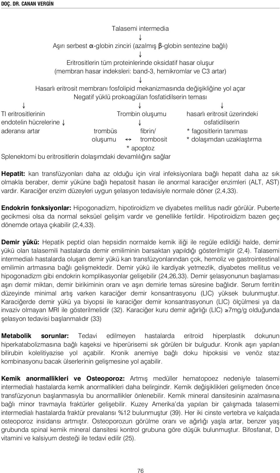 ve C3 artar) Hasarlı eritrosit membranı fosfolipid mekanizmasında de i ikli ine yol açar Negatif yüklü prokoagülan fosfatidilserin teması TI eritrositlerinin Trombin olu umu hasarlı eritrosit