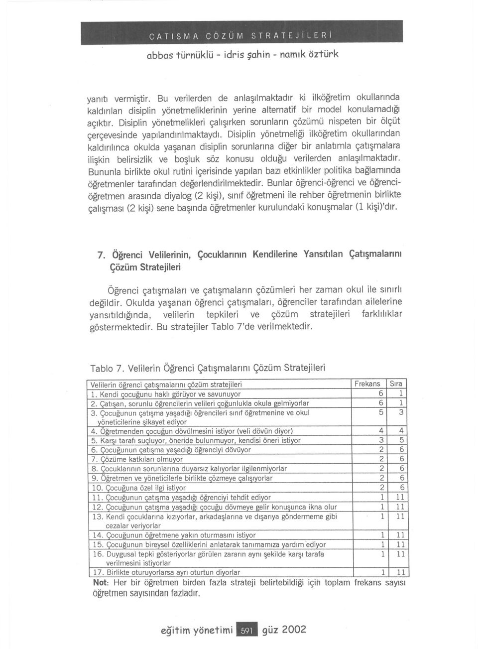 Disiplin yönetmeligi ilkögretim okullarindan kaldirilinca okulda yasanan disiplin sorunlarina diger bir anlatimla çatismalara iliskin belirsizlik ve bosluk söz konusu oldugu verilerden