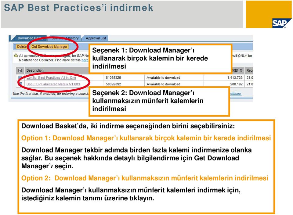 Manager tekbir ad mda birden fazla kalemi indirmenize olanka sa lar. Bu seçenek hakk nda detayl bilgilendirme için Get Download Manager seçin.