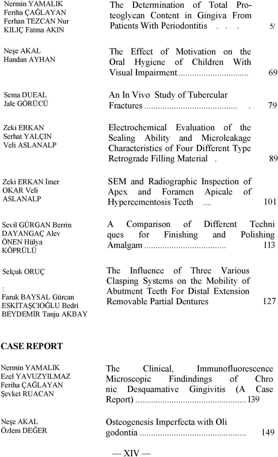 Periodontitis... 5/ The Effect of Motivation on the Oral Hygiene of Children With Visual Impairment... 69 An In Vivo Study of Tubercular Fractures.