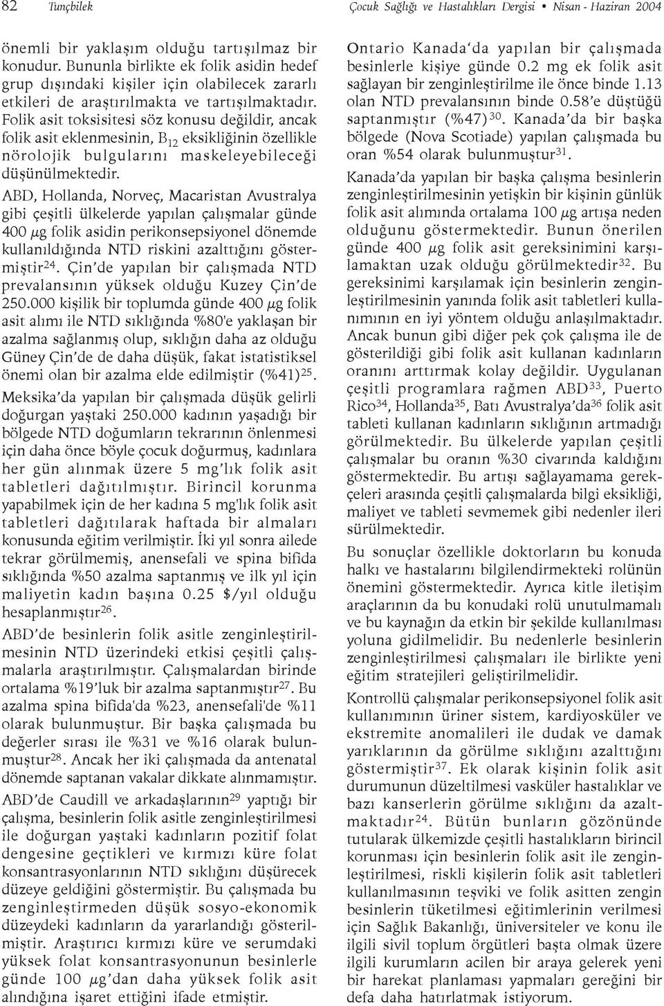 Folik asit toksisitesi söz konusu deðildir, ancak folik asit eklenmesinin, B 12 eksikliðinin özellikle nörolojik bulgularýný maskeleyebileceði düþünülmektedir.