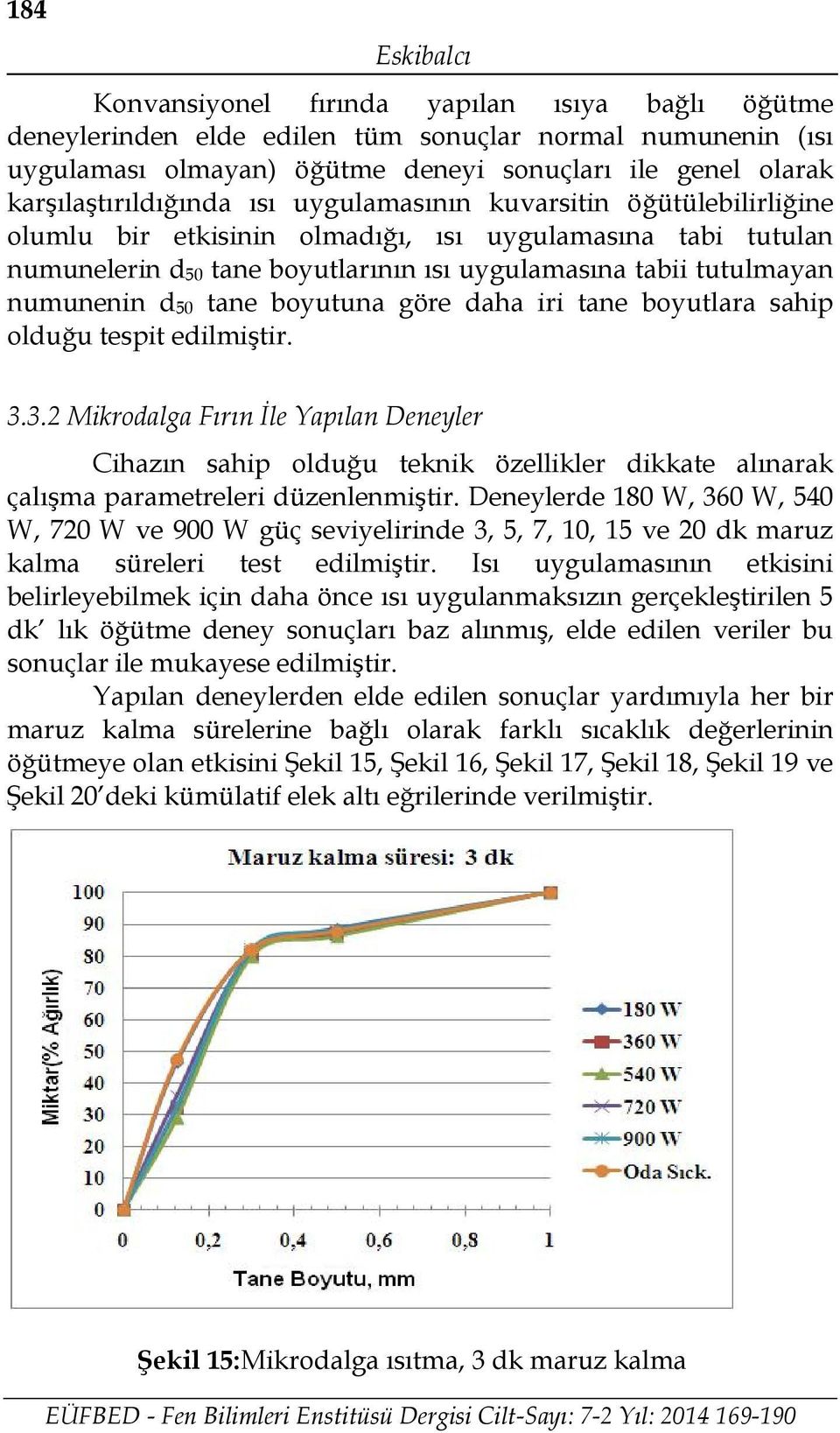 numunenin d 50 tane boyutuna göre daha iri tane boyutlara sahip olduğu tespit edilmiştir. 3.