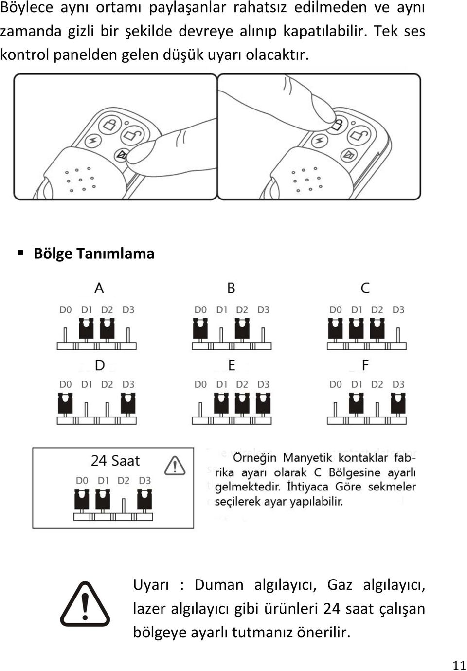 Tek ses kontrol panelden gelen düşük uyarı olacaktır.