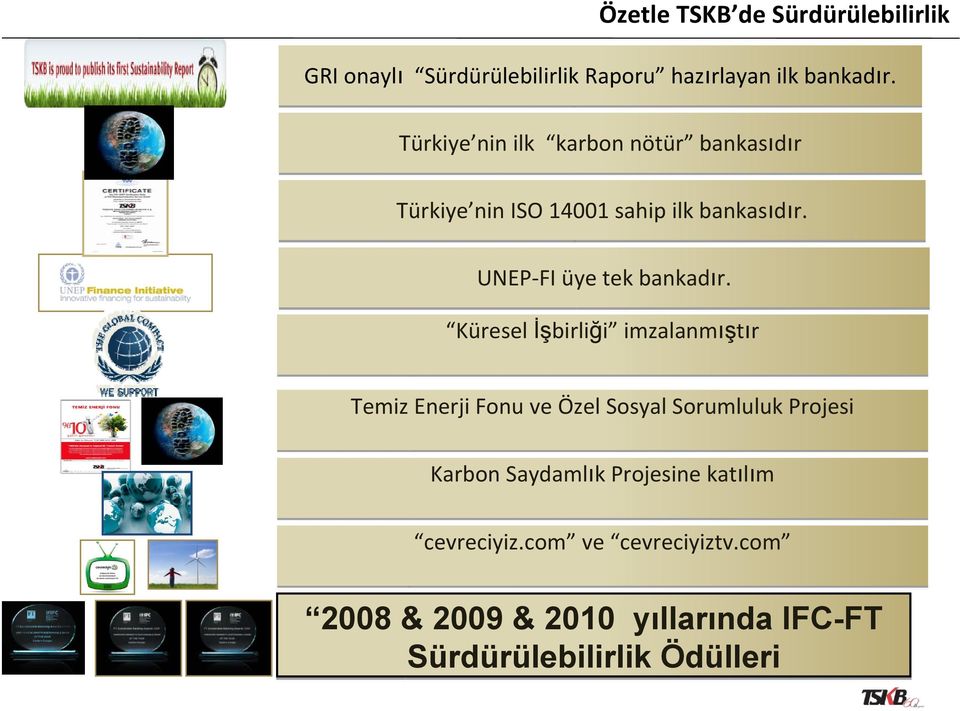 UNEP FI üye tek bankadır.