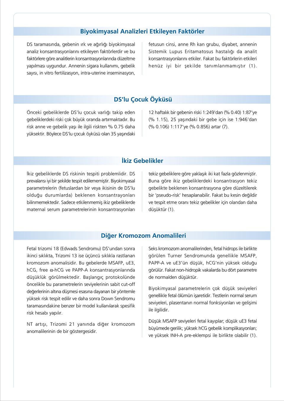 Annenin sigara kullan m, gebelik say s, in vitro fertilizasyon, intra-uterine inseminasyon, fetusun cinsi, anne Rh kan grubu, diyabet, annenin Sistemik Lupus Eritamatosus hastal da analit