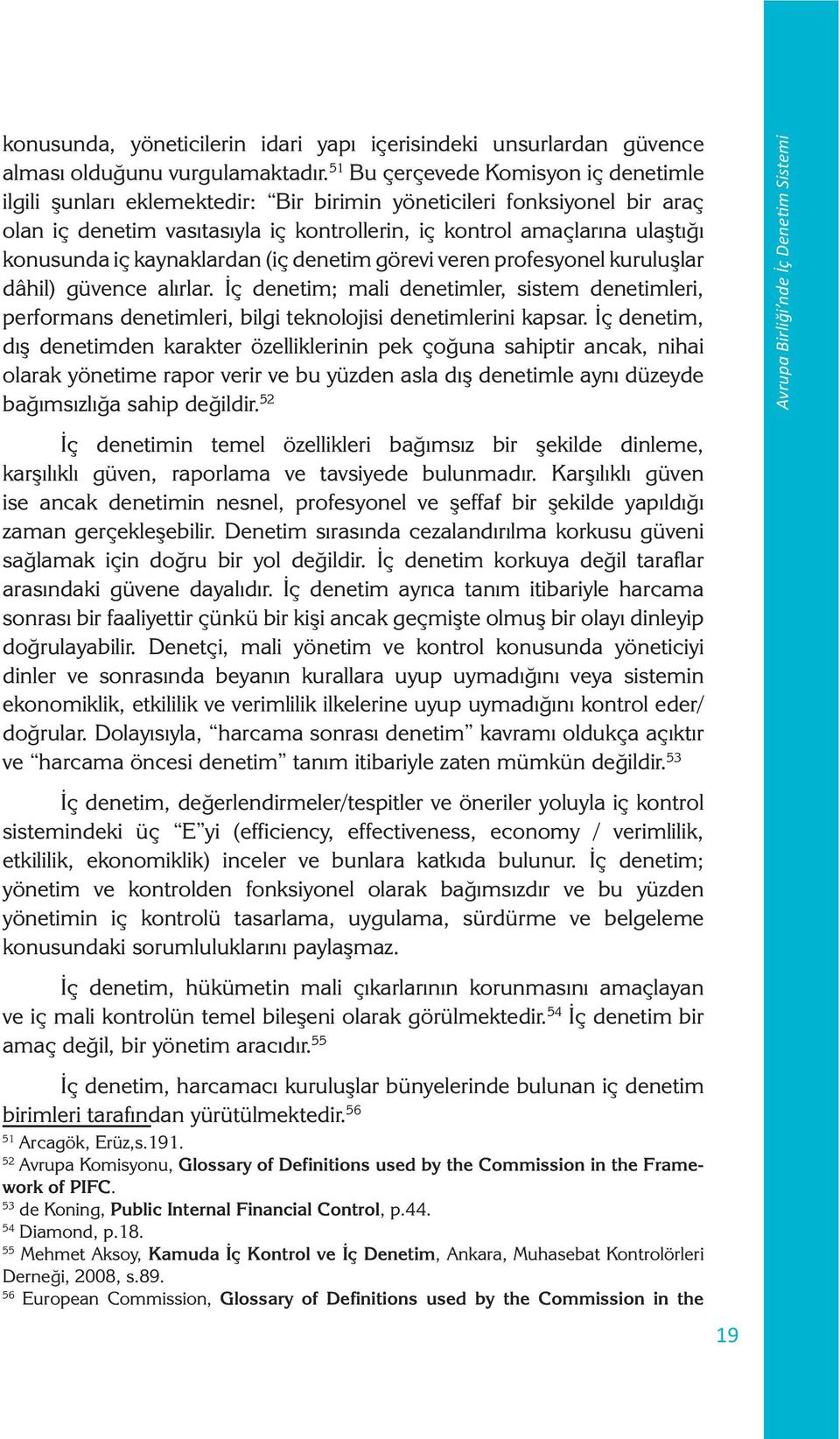 iç kaynaklardan (iç denetim görevi veren profesyonel kuruluşlar dâhil) güvence alırlar. İç denetim; mali denetimler, sistem denetimleri, performans denetimleri, bilgi teknolojisi denetimlerini kapsar.