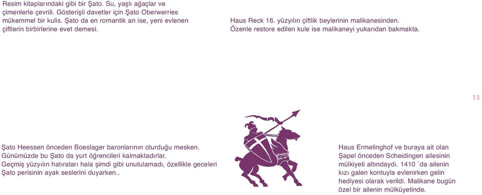 13 Şato Heessen önceden Boeslager baronlarının oturduğu mesken. Günümüzde bu Şato da yurt öğrencileri kalmaktadırlar.