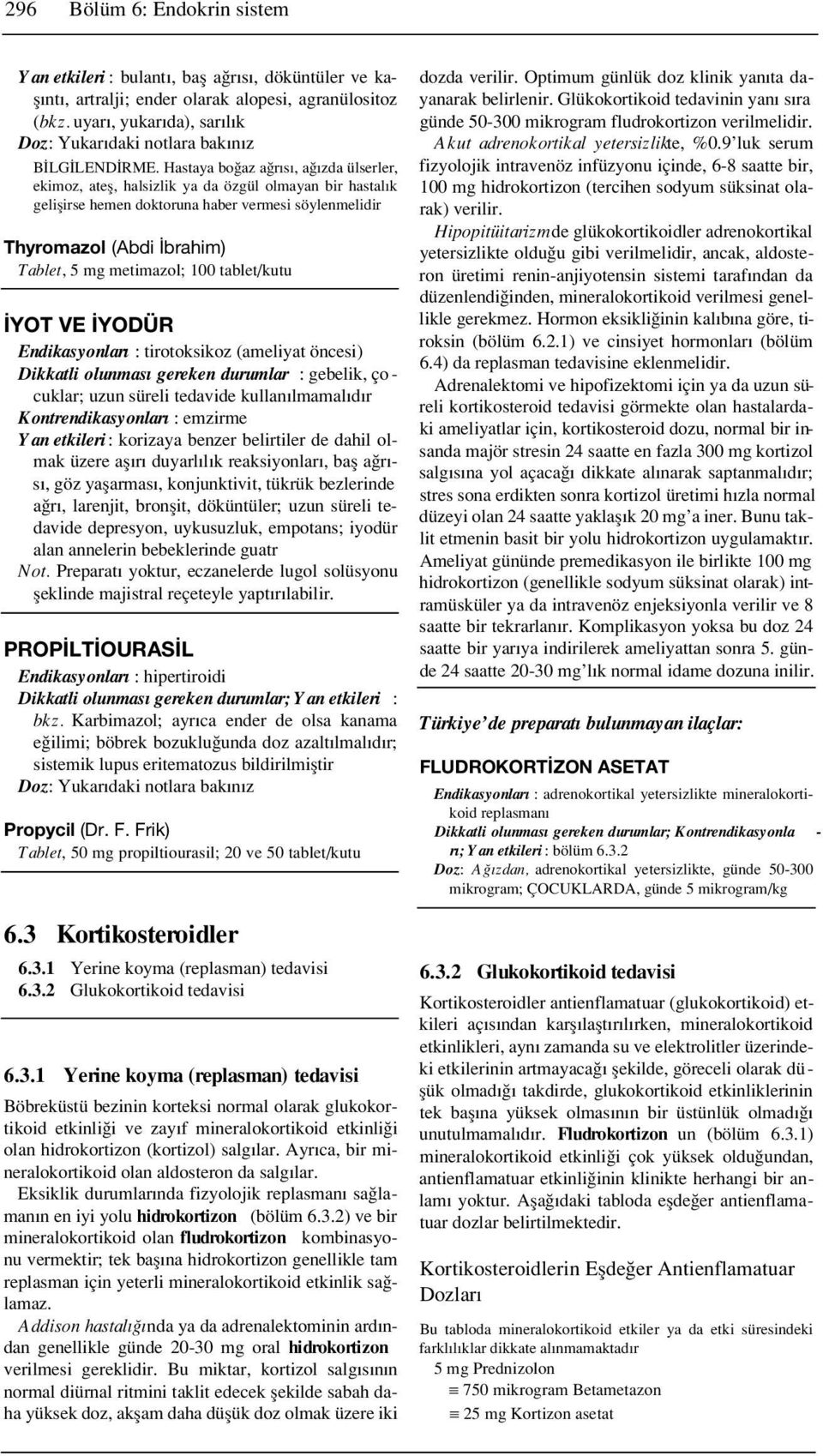 Hastaya bo az a r s, a zda ülserler, ekimoz, atefl, halsizlik ya da özgül olmayan bir hastal k geliflirse hemen doktoruna haber vermesi söylenmelidir Thyromazol (Abdi brahim) Tablet, 5 mg metimazol;