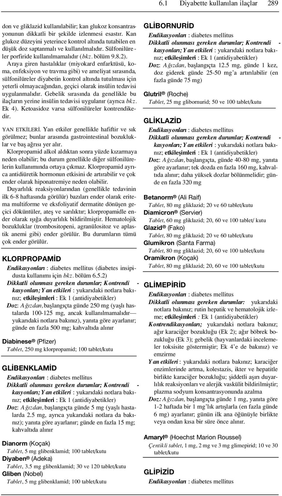 Araya giren hastal klar (miyokard enfarktüsü, koma, enfeksiyon ve travma gibi) ve ameliyat s ras nda, sülfonilüreler diyabetin kontrol alt nda tutulmas için yeterli olmayaca ndan, geçici olarak