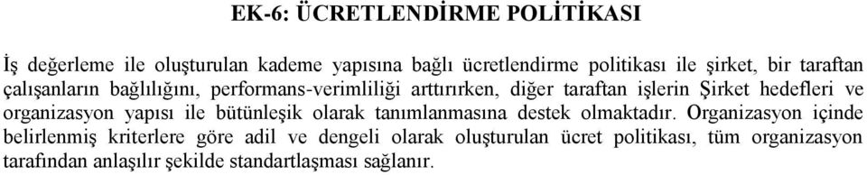 organizasyon yapısı ile bütünleşik olarak tanımlanmasına destek olmaktadır.