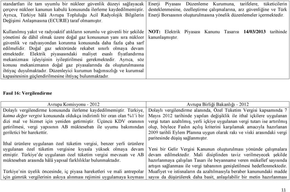 Kullanılmış yakıt ve radyoaktif atıkların sorumlu ve güvenli bir şekilde yönetimi de dâhil olmak üzere doğal gaz konusunun yanı sıra nükleer güvenlik ve radyasyondan korunma konusunda daha fazla çaba