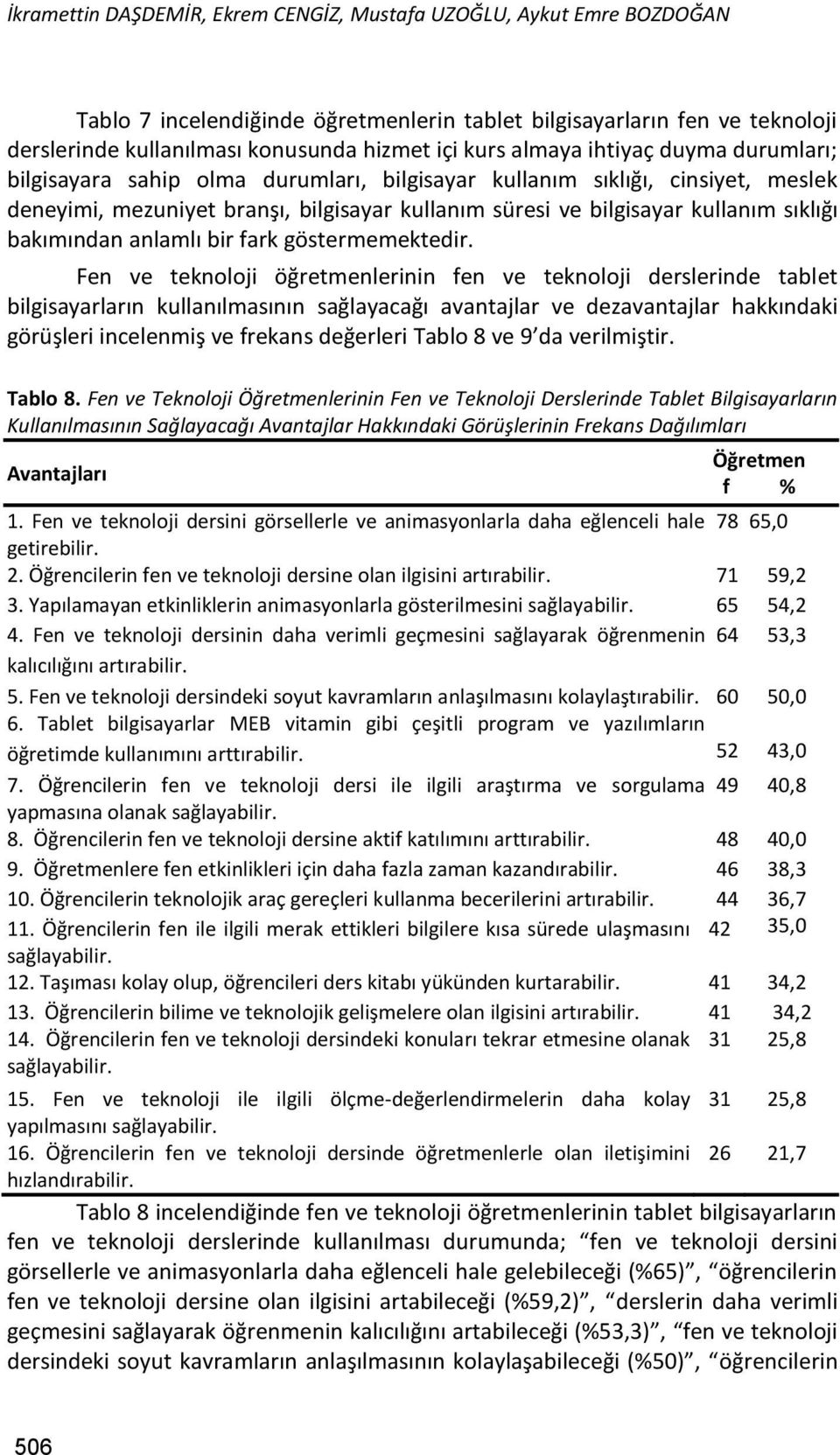 bakımından anlamlı bir fark göstermemektedir.