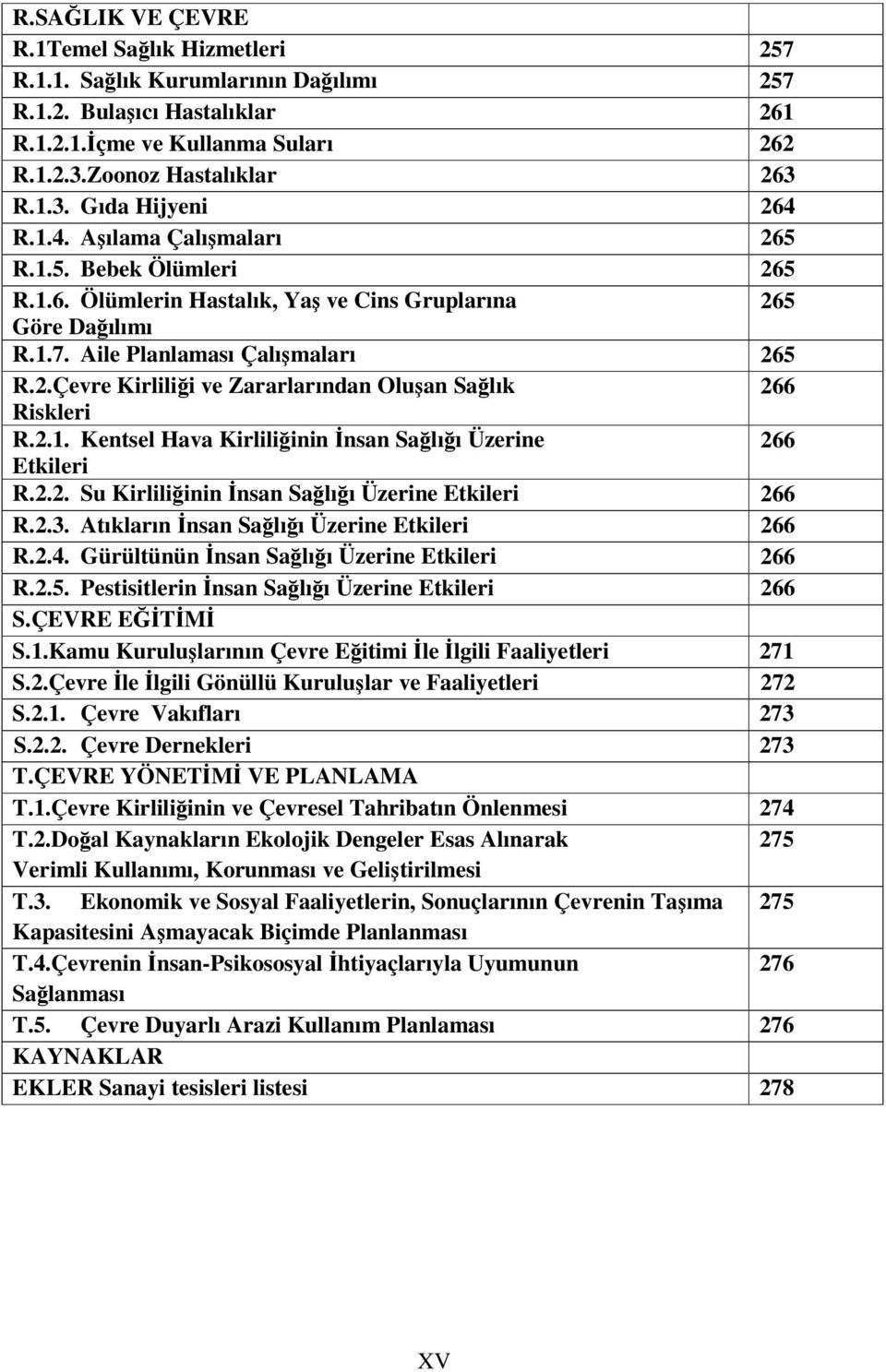 2.1. Kentsel Hava Kirliliinin nsan Salıı Üzerine 266 Etkileri R.2.2. Su Kirliliinin nsan Salıı Üzerine Etkileri 266 R.2.3. Atıkların nsan Salıı Üzerine Etkileri 266 R.2.4.