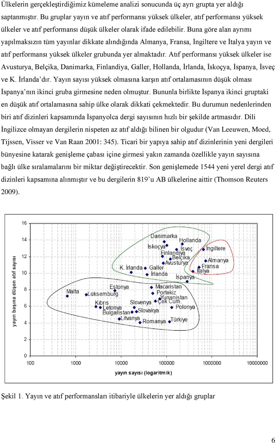 Buna göre alan ayrımı yapılmaksızın tüm yayınlar dikkate alındığında Almanya, Fransa, İngiltere ve İtalya yayın ve atıf performansı yüksek ülkeler grubunda yer almaktadır.