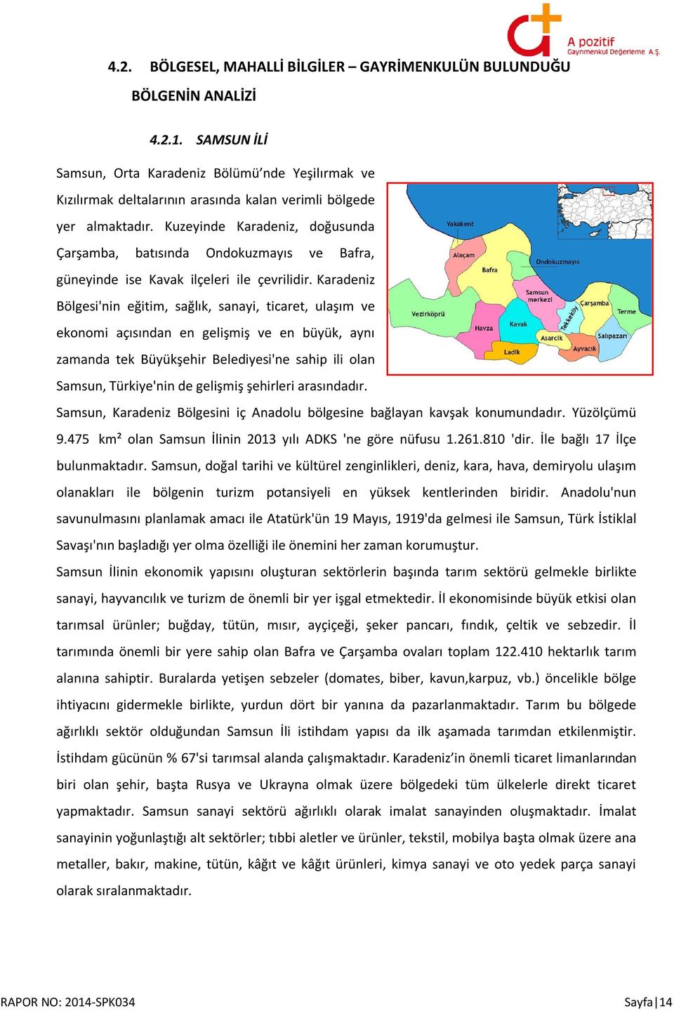 Kuzeyinde Karadeniz, doğusunda Çarşamba, batısında Ondokuzmayıs ve Bafra, güneyinde ise Kavak ilçeleri ile çevrilidir.