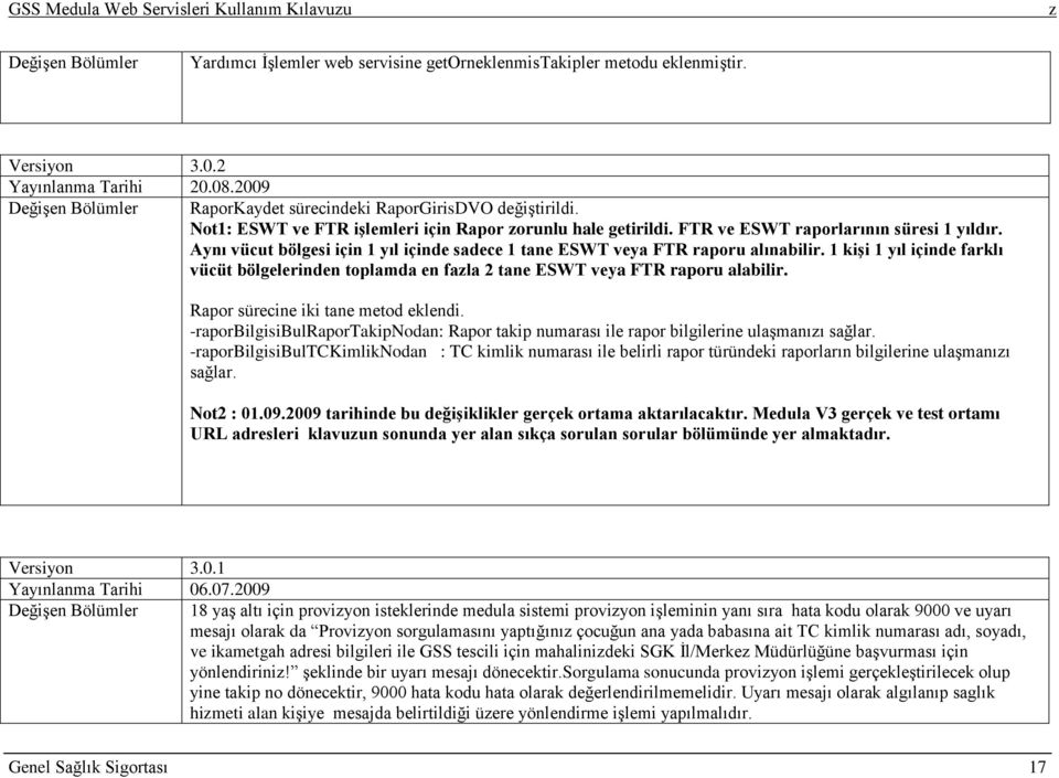 Aynı vücut bölgesi için 1 yıl içinde sadece 1 tane ESWT veya FTR raporu alınabilir. 1 kiģi 1 yıl içinde farklı vücüt bölgelerinden toplamda en fala 2 tane ESWT veya FTR raporu alabilir.