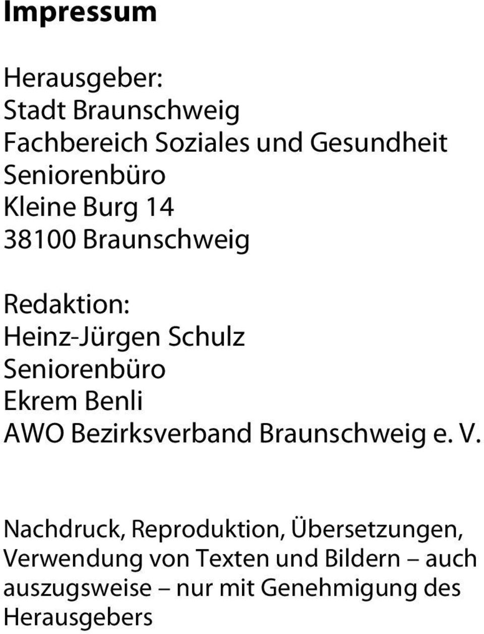 Seniorenbüro Ekrem Benli AWO Bezirksverband Braunschweig e. V.