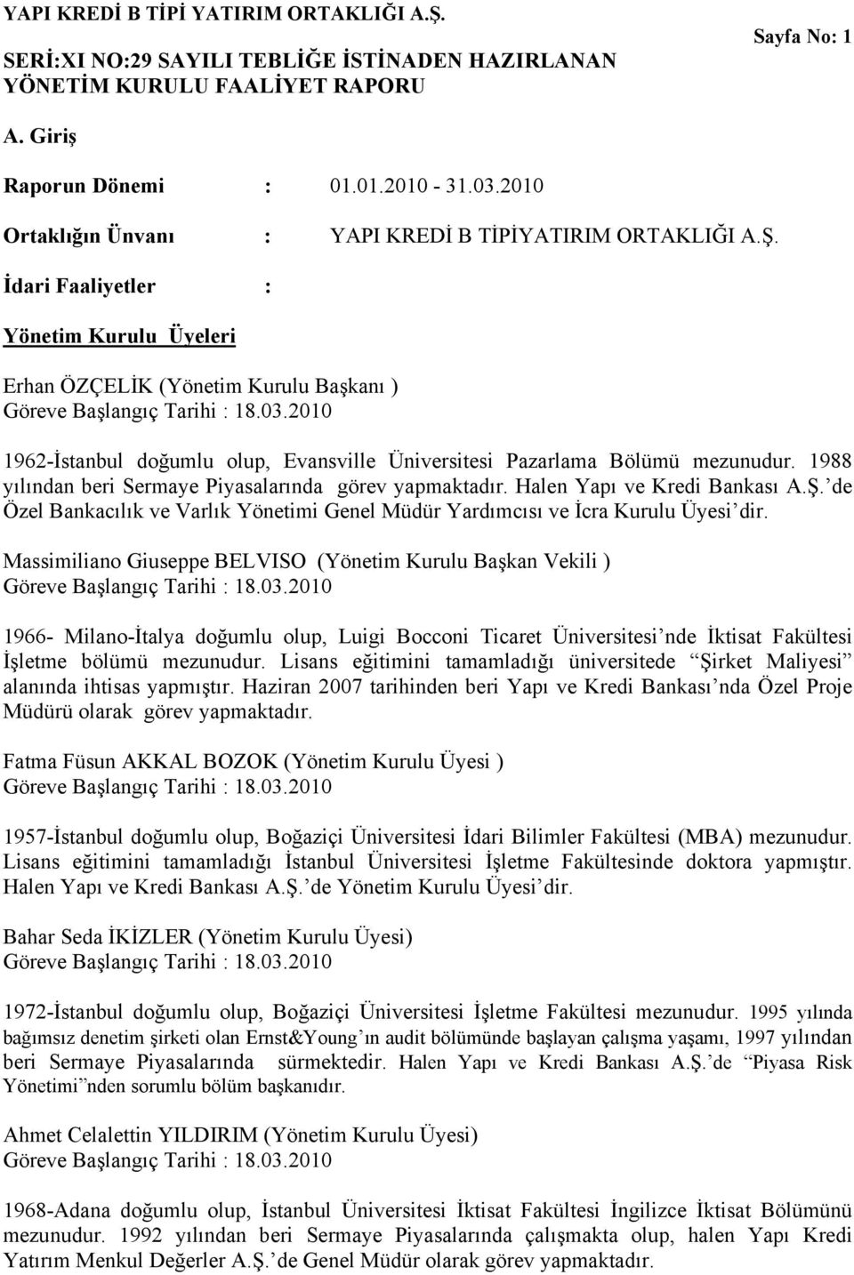 1988 yılından beri Sermaye Piyasalarında görev yapmaktadır. Halen Yapı ve Kredi Bankası A.Ş. de Özel Bankacılık ve Varlık Yönetimi Genel Müdür Yardımcısı ve İcra Kurulu Üyesi dir.