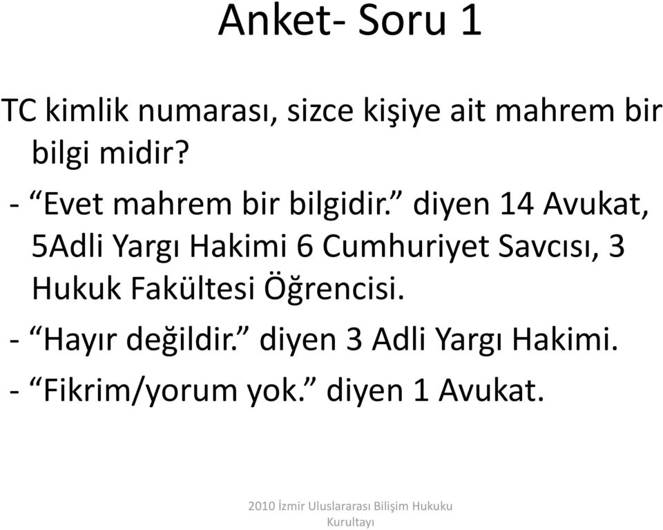 diyen 14 Avukat, 5Adli Yargı Hakimi 6 Cumhuriyet Savcısı, 3 Hukuk