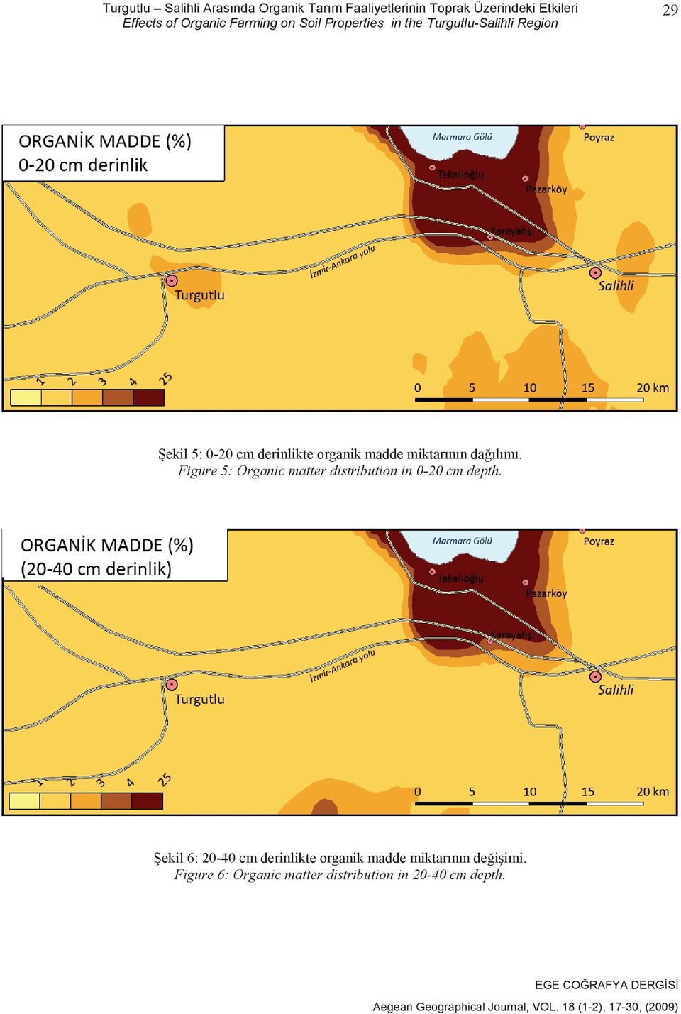 organik madde miktar n n da l m. Figure 5: Organic matter distribution in 0-20 cm depth.