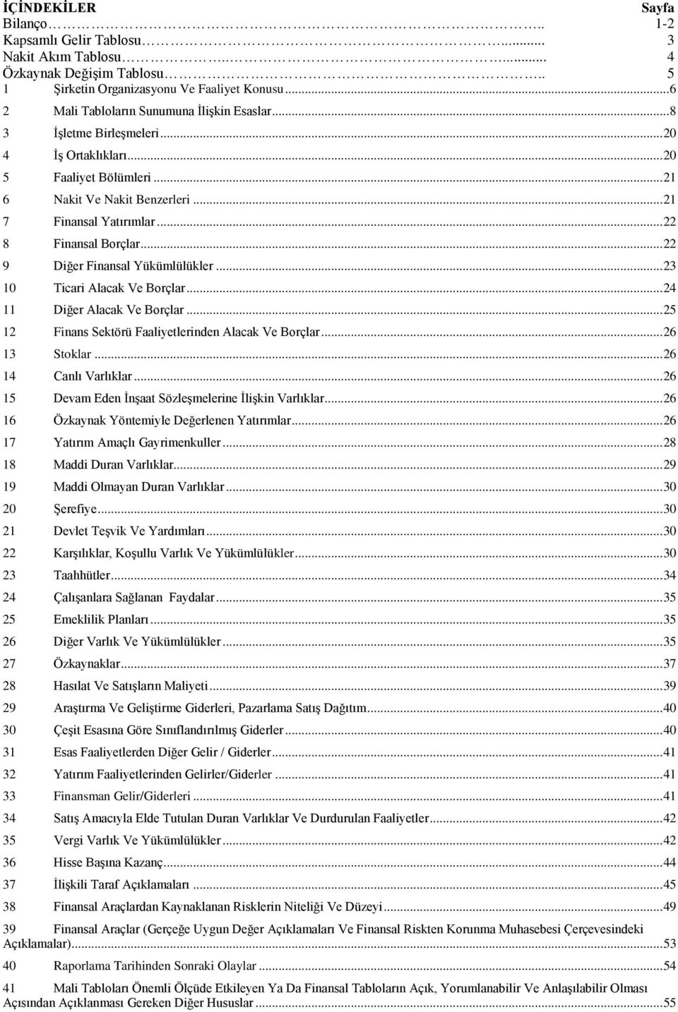 .. 22 8 Finansal Borçlar... 22 9 Diğer Finansal Yükümlülükler... 23 10 Ticari Alacak Ve Borçlar... 24 11 Diğer Alacak Ve Borçlar... 25 12 Finans Sektörü Faaliyetlerinden Alacak Ve Borçlar.