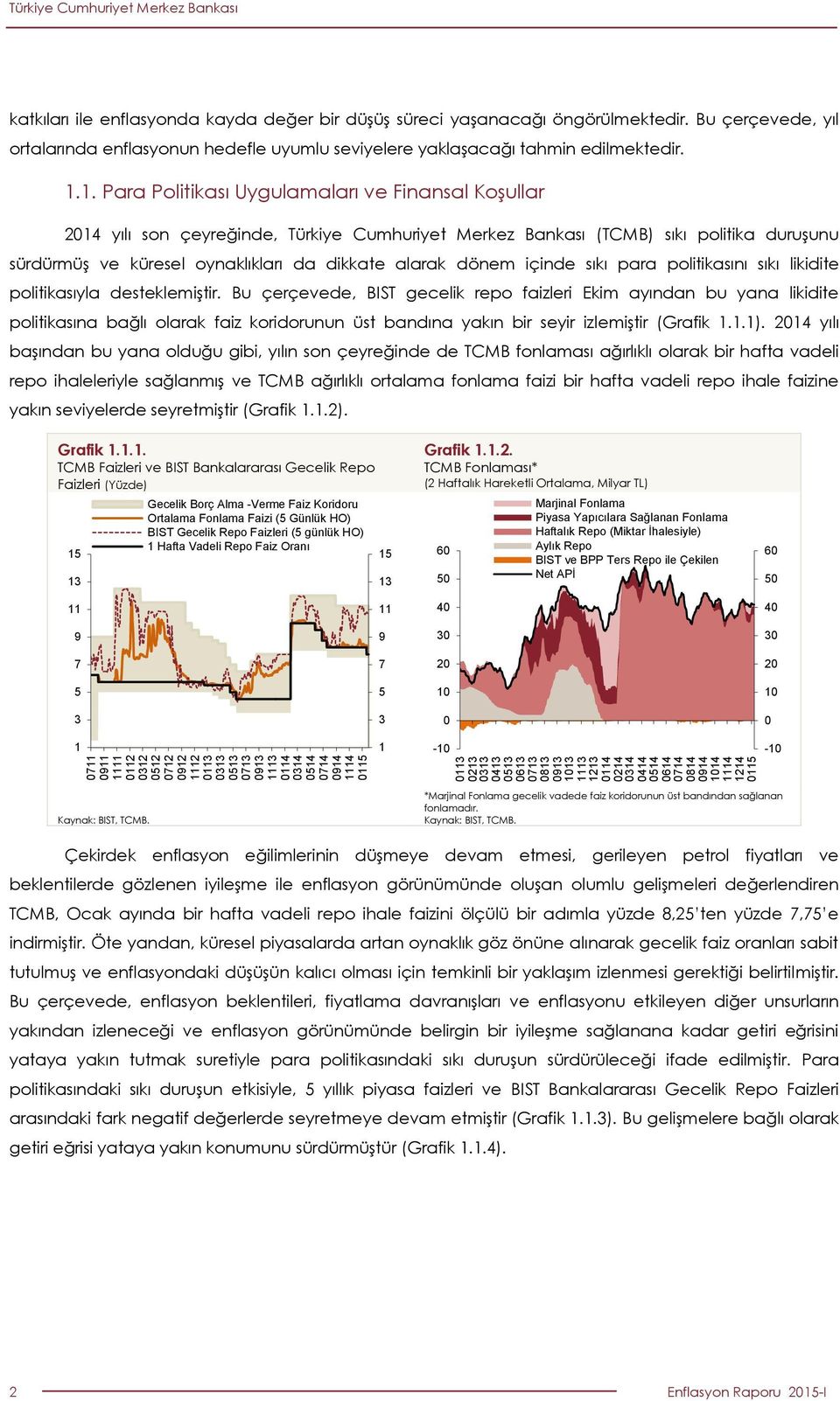 1. Para Politikası Uygulamaları ve Finansal Koşullar 1 yılı son çeyreğinde, (TCMB) sıkı politika duruşunu sürdürmüş ve küresel oynaklıkları da dikkate alarak dönem içinde sıkı para politikasını sıkı