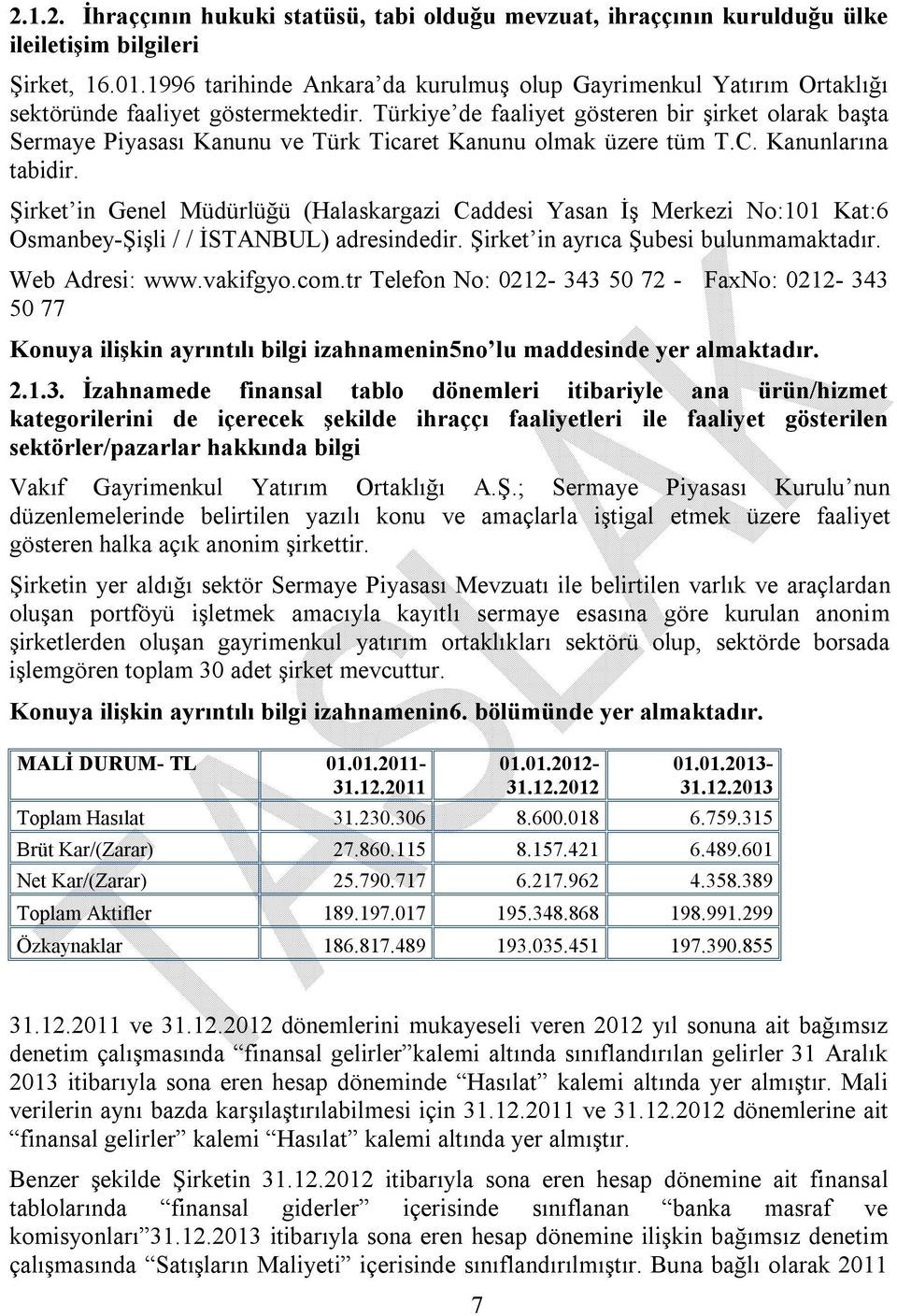 Türkiye de faaliyet gösteren bir şirket olarak başta Sermaye Piyasası Kanunu ve Türk Ticaret Kanunu olmak üzere tüm T.C. Kanunlarına tabidir.