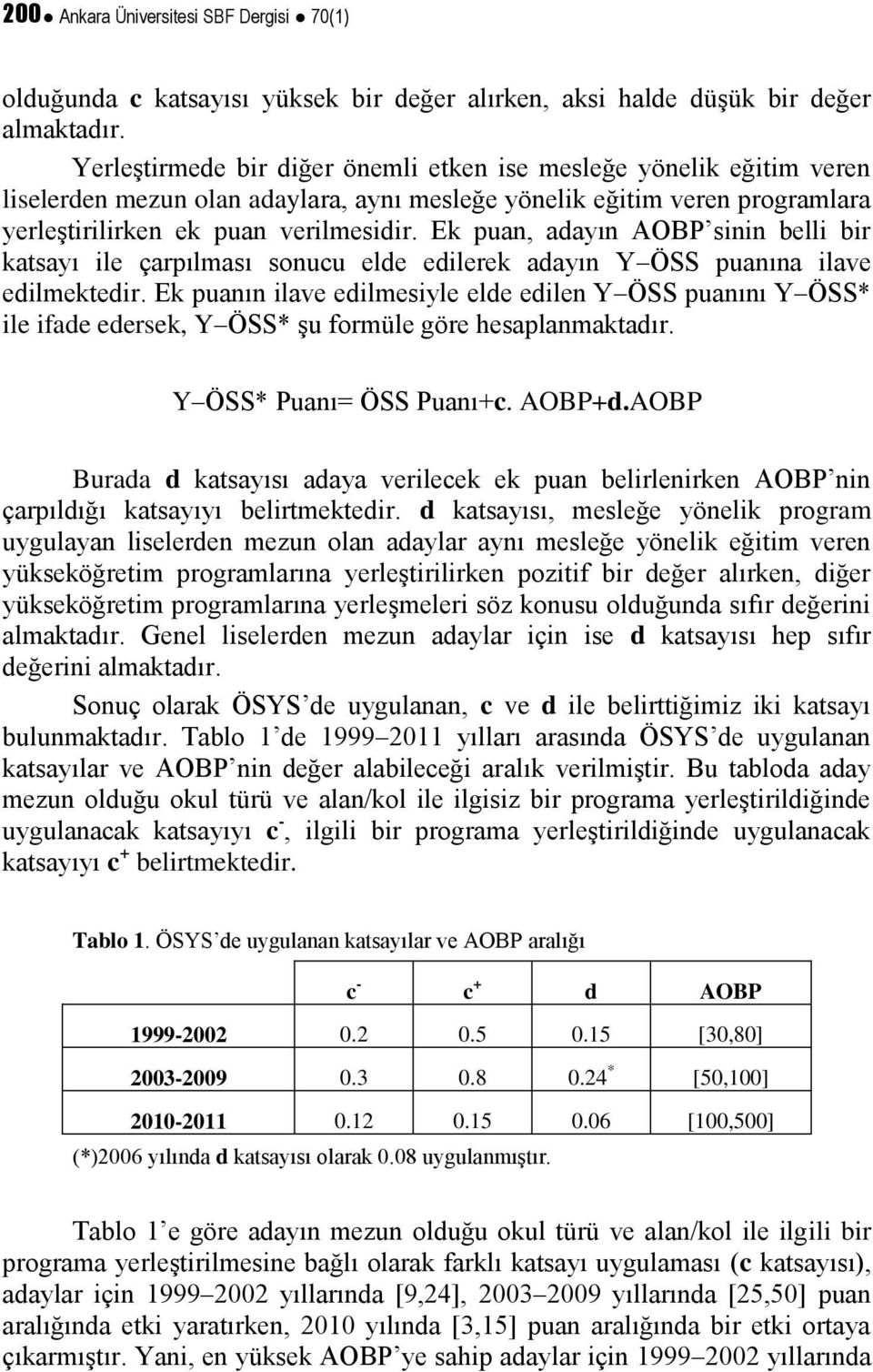 Ek puan, adayın AOBP sinin belli bir katsayı ile çarpılması sonucu elde edilerek adayın Y ÖSS puanına ilave edilmektedir.