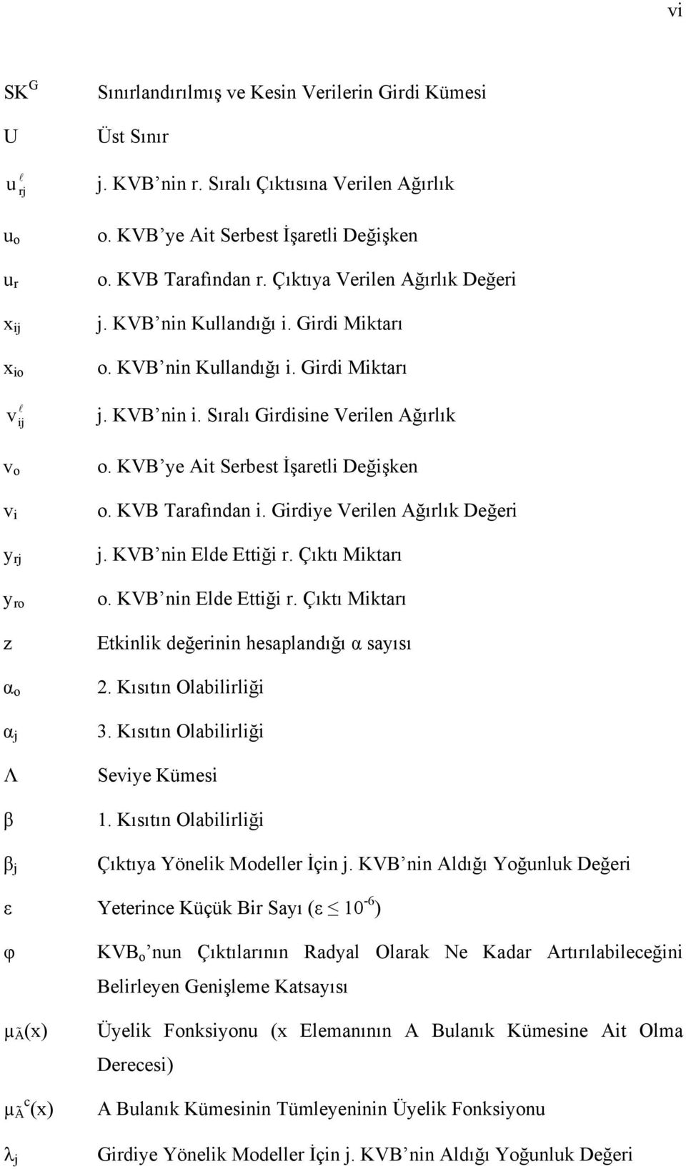 KVB nn Elde Ettğ. Çıktı ktaı o. KVB nn Elde Ettğ. Çıktı ktaı Etknlk değenn hesaplandığı saısı. Kısıtın Olabllğ. Kısıtın Olabllğ Seve Kümes. Kısıtın Olabllğ Çıktıa Yönelk odelle İçn j.