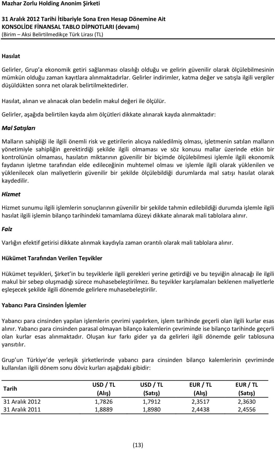 Gelirler, aşağıda belirtilen kayda alım ölçütleri dikkate alınarak kayda alınmaktadır: Malların Hizmet sahipliği ile ilgili önemli risk ve getirilerin alıcıya nakledilmiş olması, işletmenin satılan