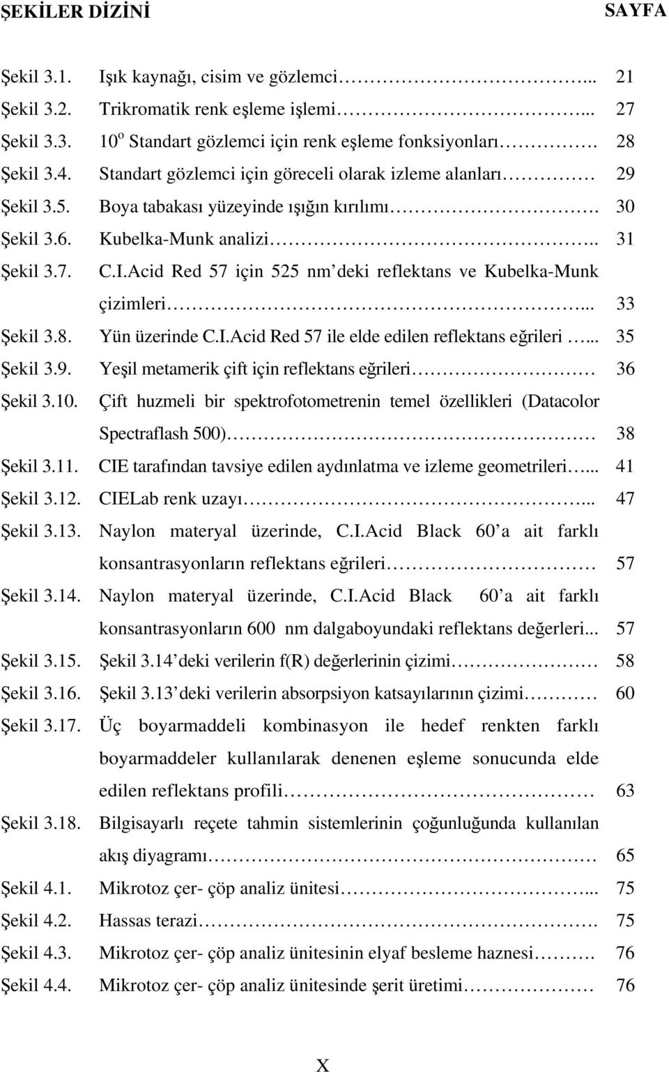 Acid Red 57 için 525 nm deki reflektans ve Kubelka-Munk çizimleri... 33 Şekil 3.8. Yün üzerinde C.I.Acid Red 57 ile elde edilen reflektans eğrileri... 35 Şekil 3.9.