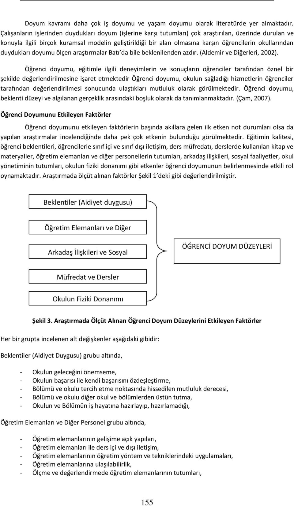 okullarından duydukları doyumu ölçen araştırmalar Batı da bile beklenilenden azdır. (Aldemir ve Diğerleri, 2002).